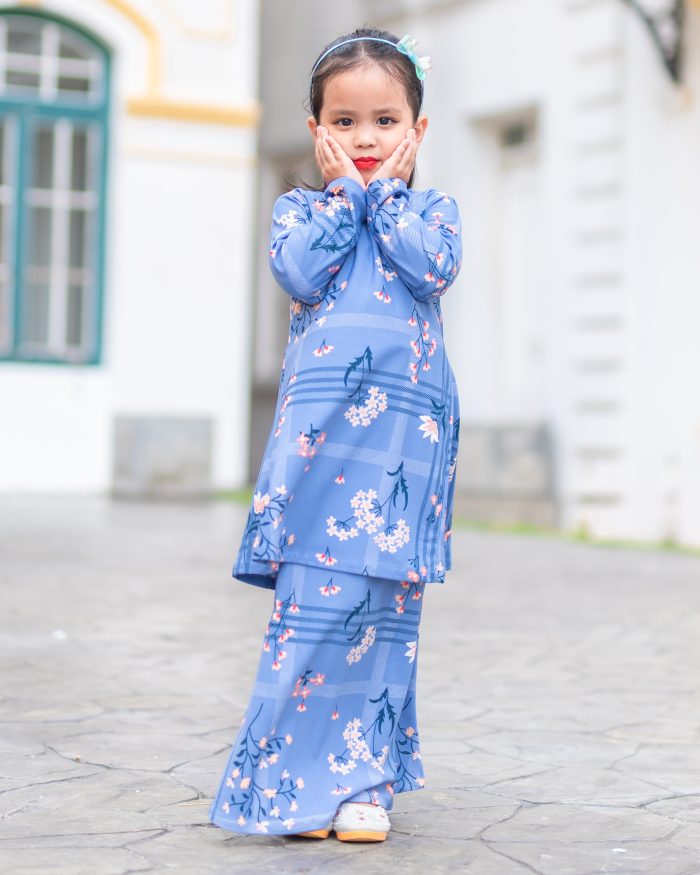 Baju Kurung Pahang Laura Printed Kids - Fairytale Hortensia