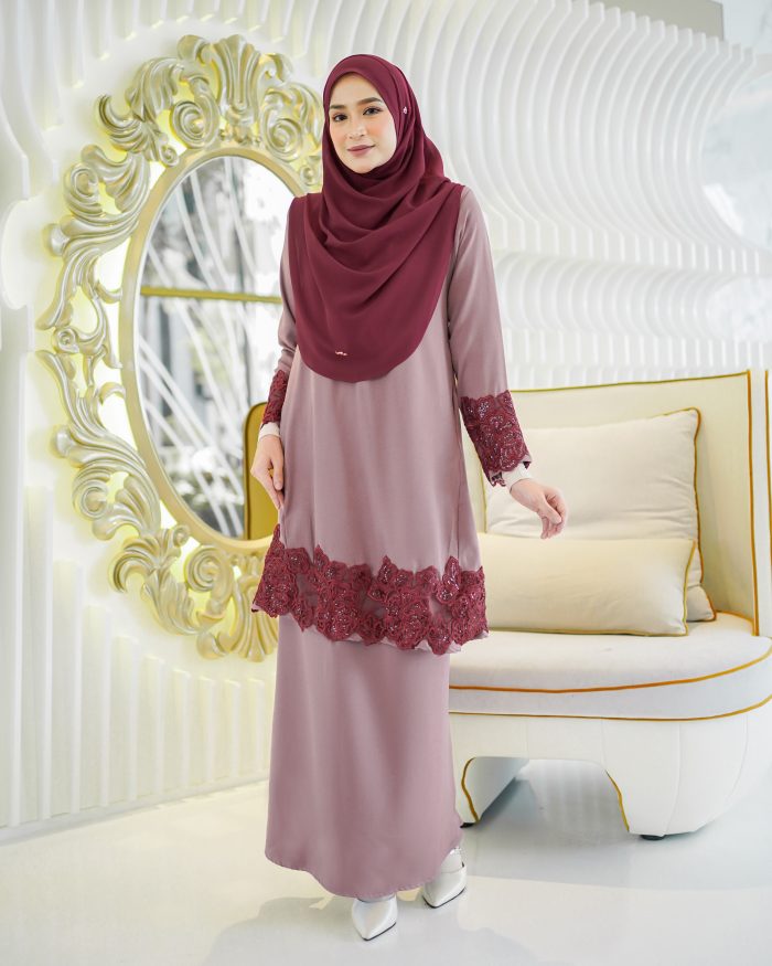 Baju Kurung Pahang Majeeda 2.0 - Mauve Taupe - Image 5