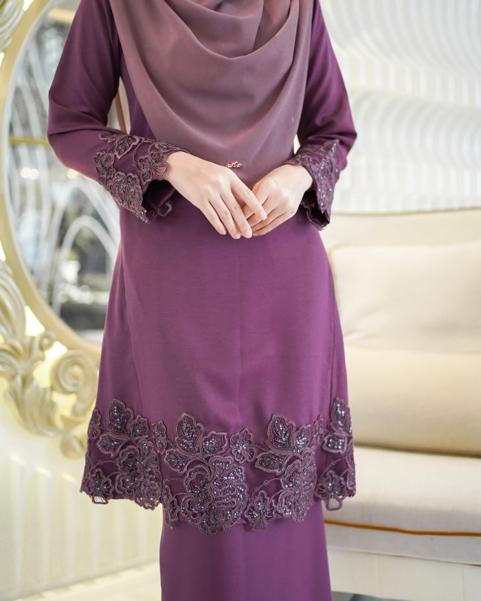 Baju Kurung Pahang Majeeda 2.0 - Plum Purple - Image 5