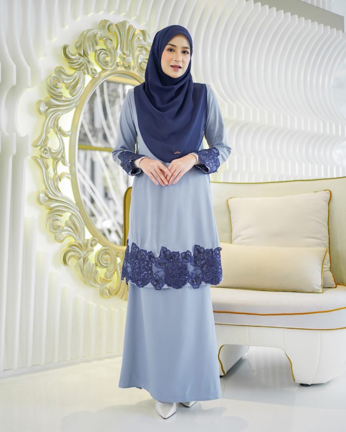 Baju Kurung Pahang Majeeda 2.0 - Stone Blue