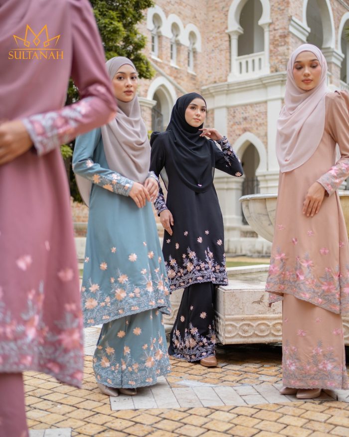 Baju Kurung Riau Puffy Sulam Kemboja - Jades Sheen - Image 5