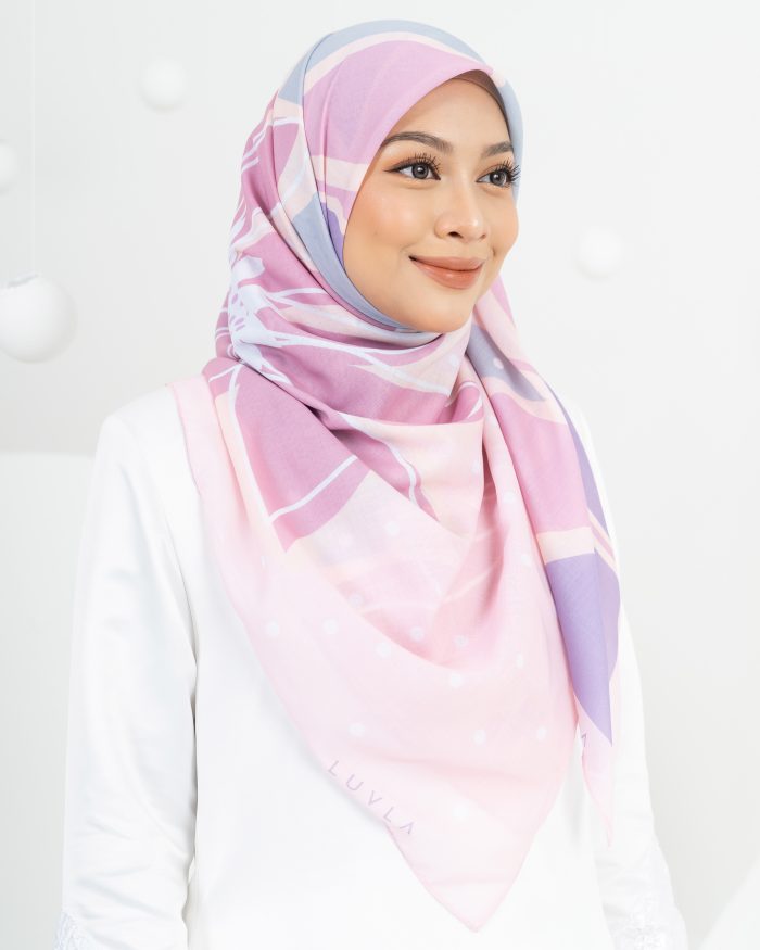Tudung Bawal Bunga Lawang - Pink Marshmallow - Image 2