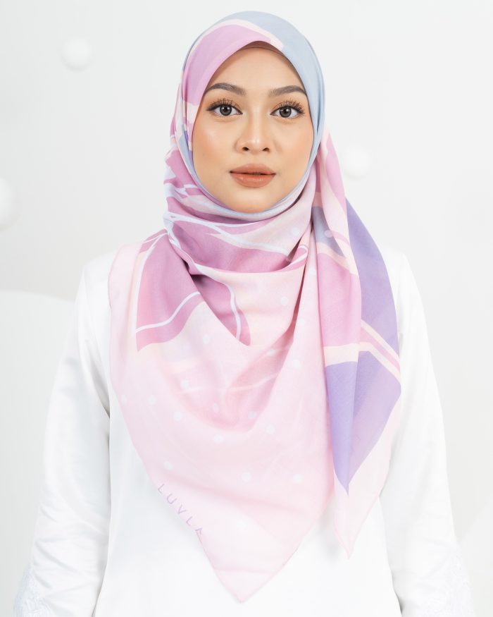 Tudung Bawal Bunga Lawang - Pink Marshmallow