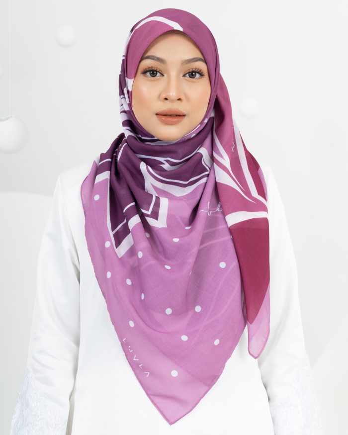 Tudung Bawal Bunga Lawang - Plum Paradise