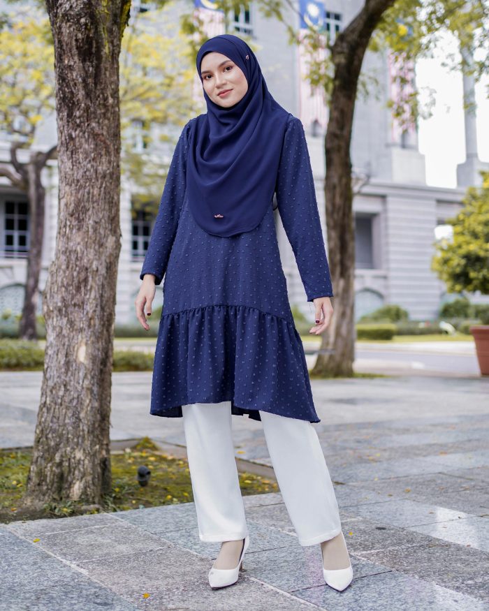 Tunic Ruffle Riska - Navy Blue