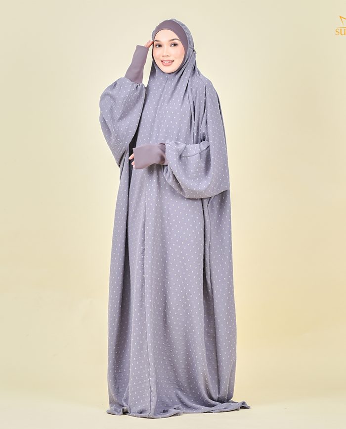 Telekung Sultanah Royale - Grey