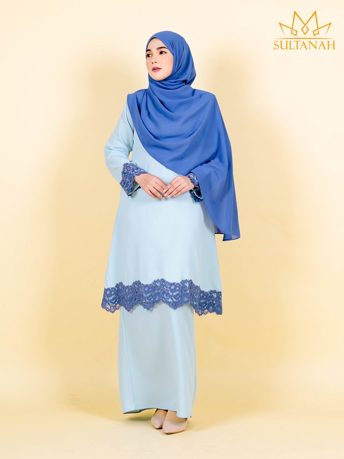 Baju Kurung Riau Lace Saloma - Baby Blue