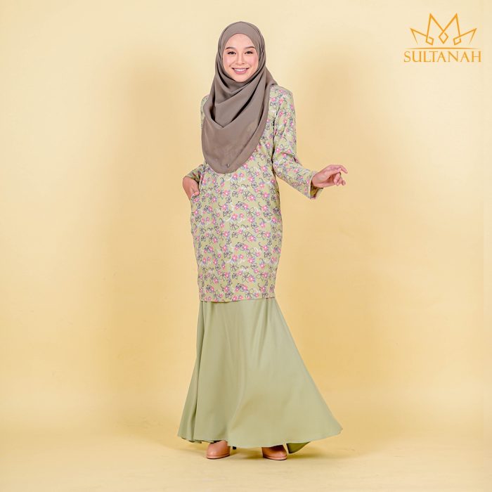 Baju Kurung Moden Sultanah Balqis - Tea Green - Image 2