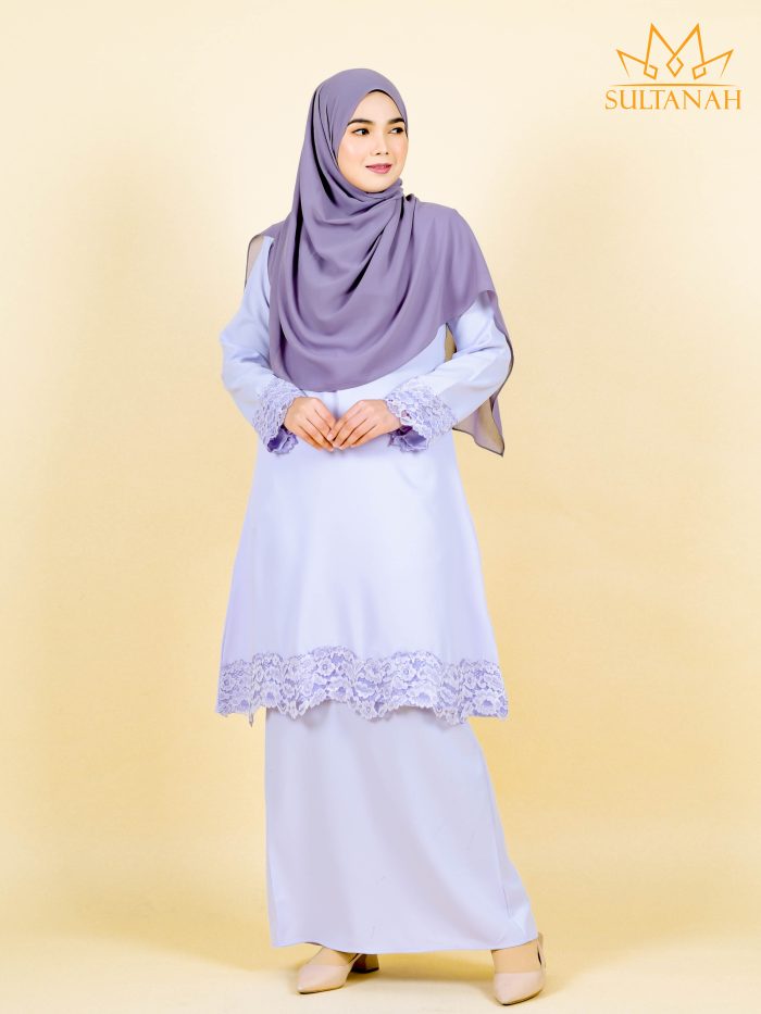 Baju Kurung Riau Lace Saloma - Purple Lavender - Image 2