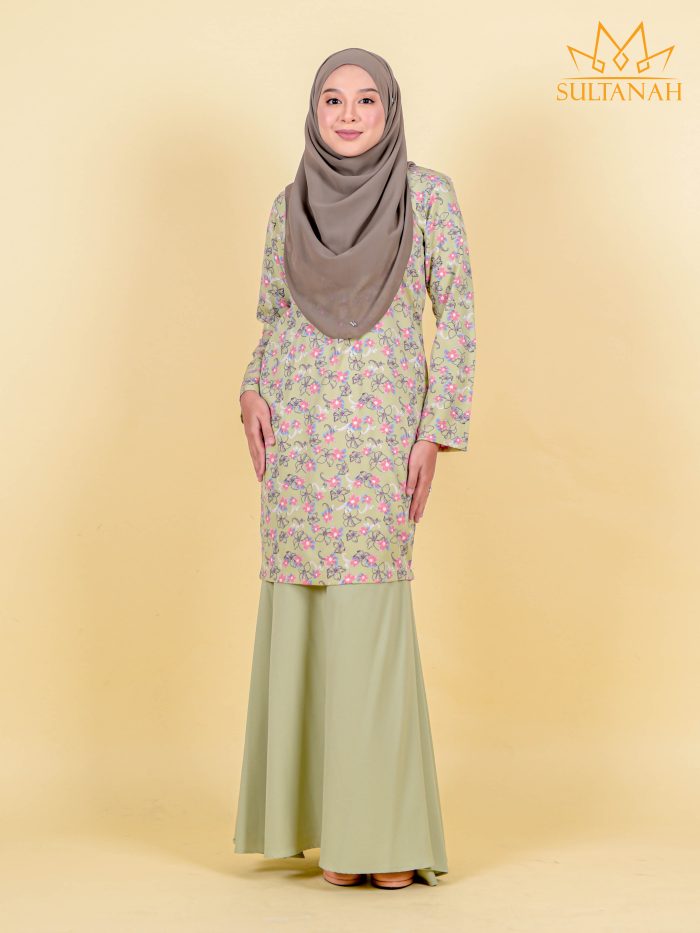 Baju Kurung Moden Sultanah Balqis - Tea Green