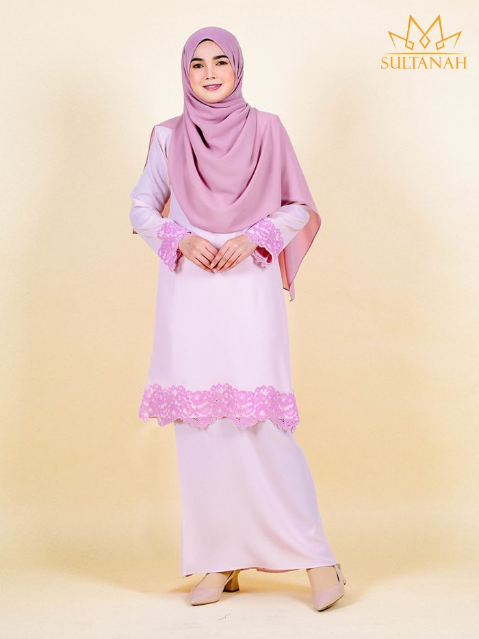 Baju Kurung Riau Lace Saloma - Thistle Pink