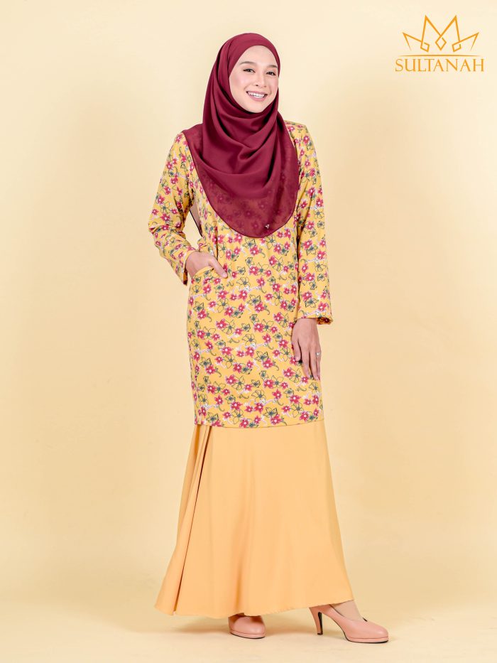 Baju Kurung Moden Sultanah Balqis - Tuscany Yellow - Image 2