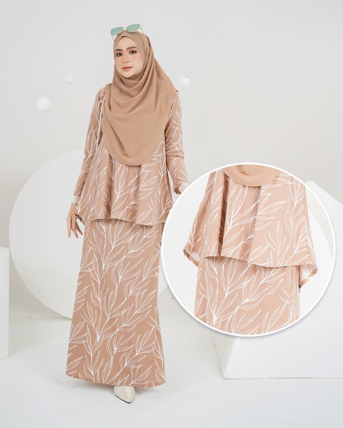 Baju Kurung Lola Printed 2.0 - Aspen Brown