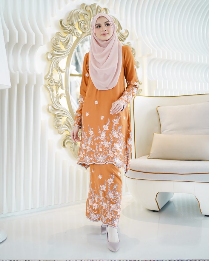 Baju Kurung Riau Sulam Raissa - Russet Bronze