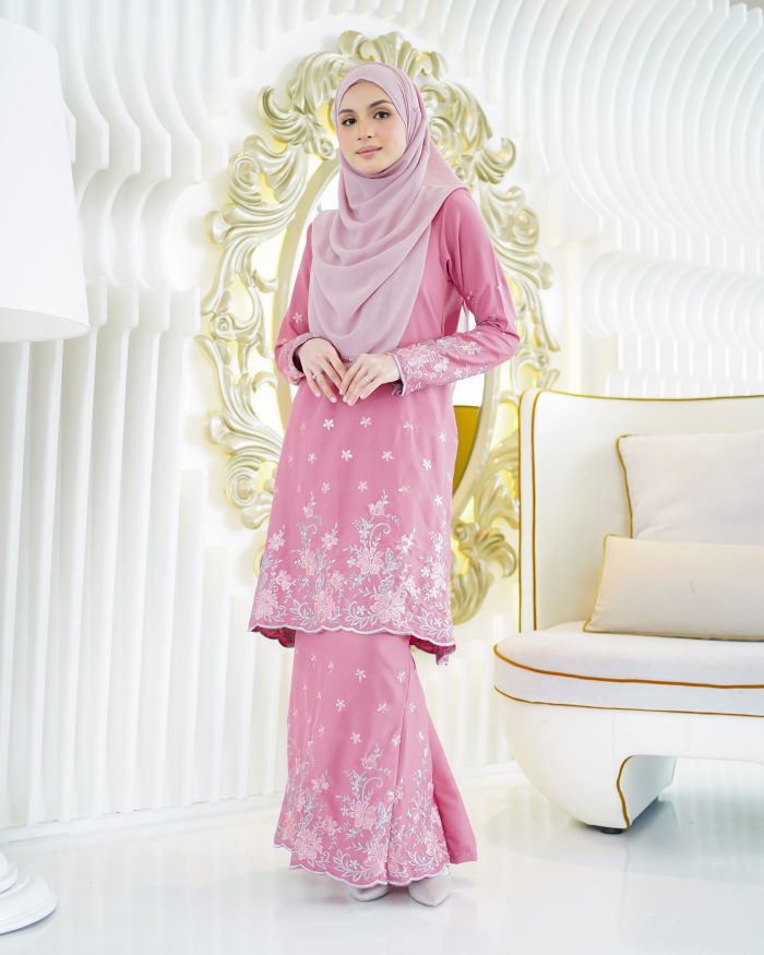 Baju Kurung Riau Sulam Rasheeda - Amaranth Pink