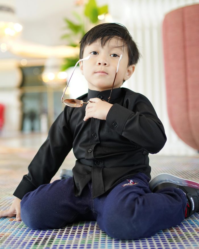 Baju Kurta Mizan Kids - Matte Black - Image 3