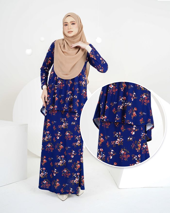 Baju Kurung Lola Printed 2.0 - Dianthus Blue