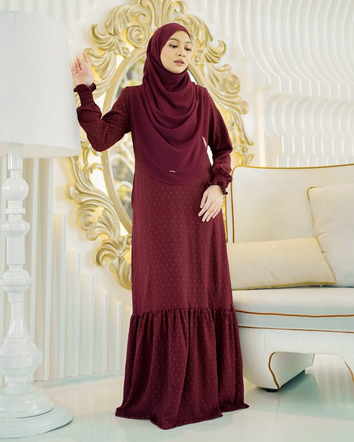 Dress Ruffle Rosalinda - Maroon Berry - Image 2