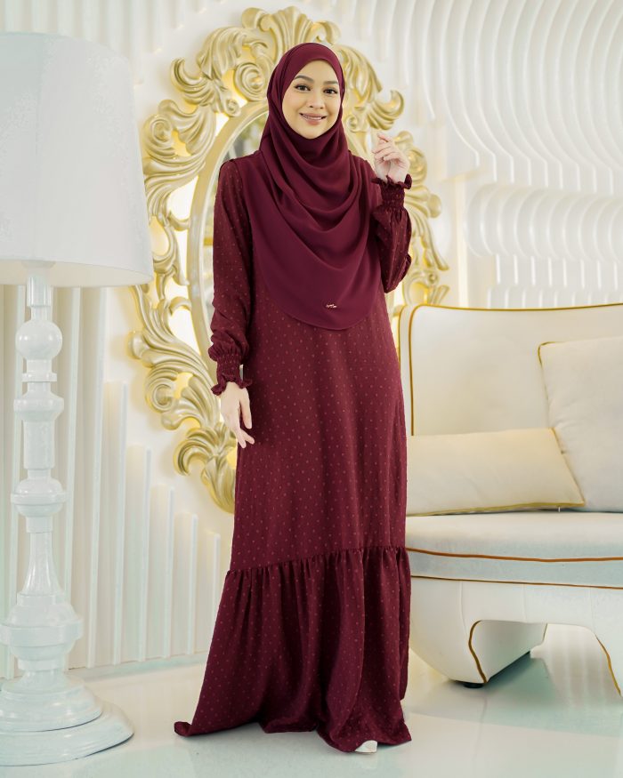 Dress Ruffle Rosalinda - Maroon Berry - Image 3