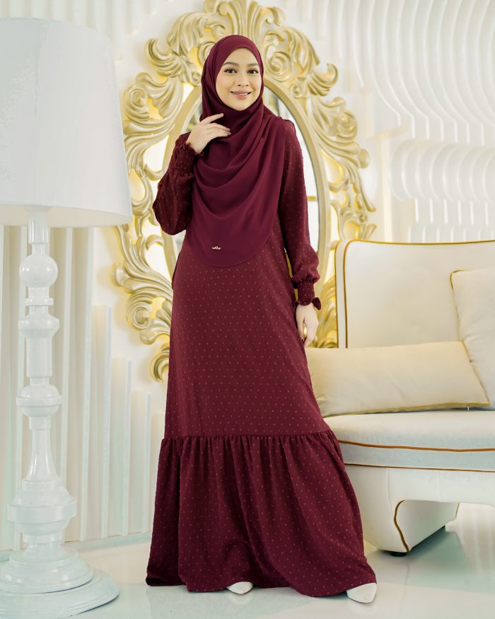Dress Ruffle Rosalinda - Maroon Berry