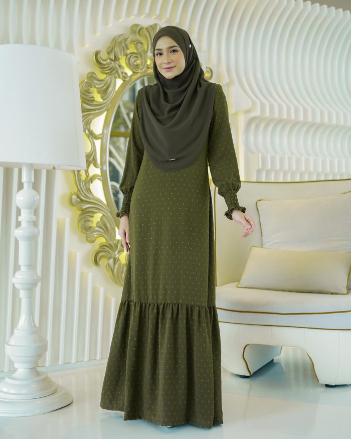 Dress Ruffle Rosalinda - Olive Green - Image 3