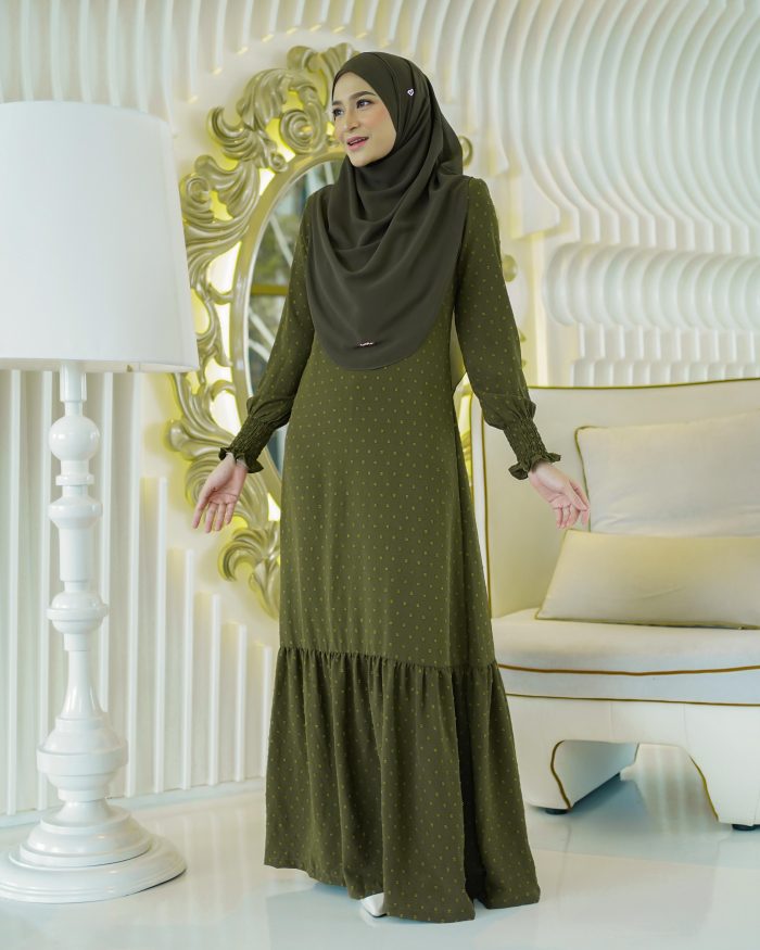Dress Ruffle Rosalinda - Olive Green