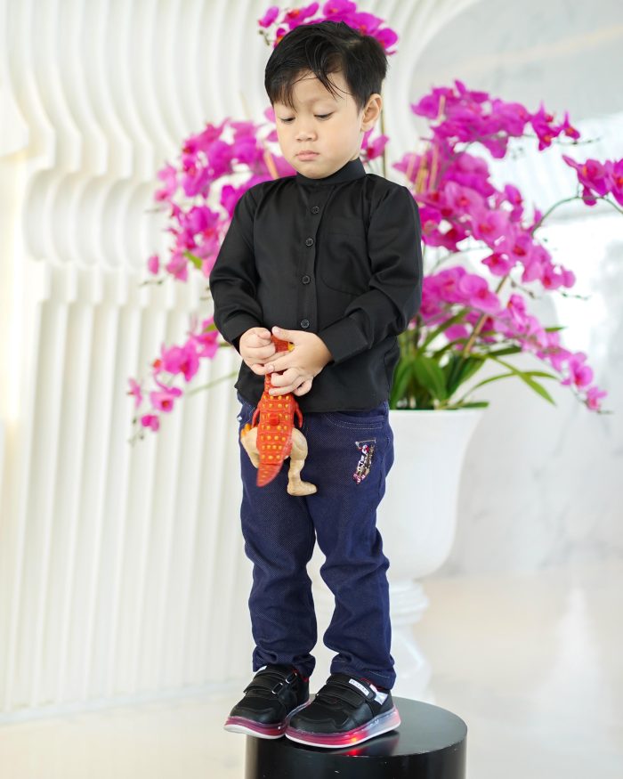 Baju Kurta Mizan Kids - Matte Black - Image 2