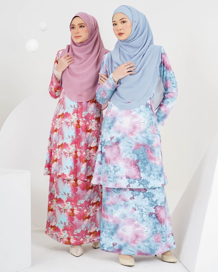 Baju Kurung Laura Printed 5.0 - Pink Bougainvillea - Image 5