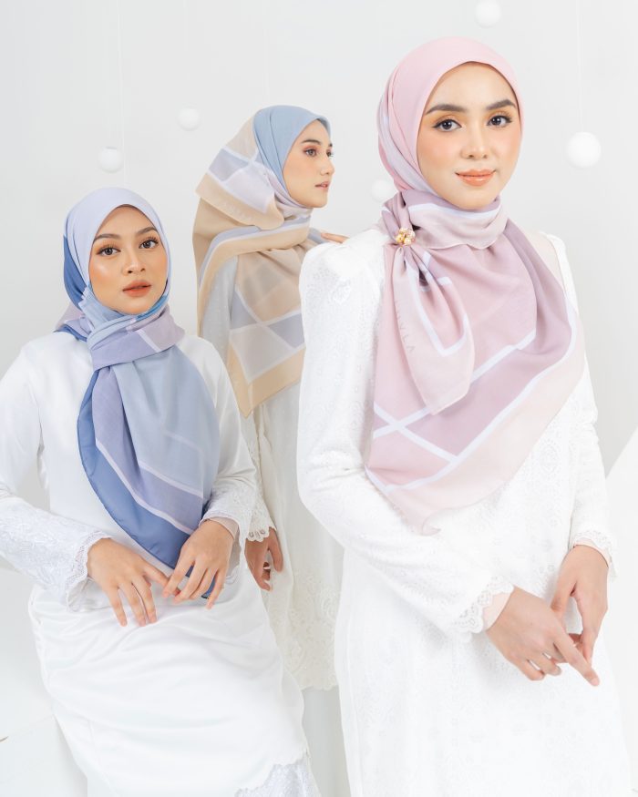 Tudung Bawal Cotton Kueh Koci - Blue Lolly - Image 5