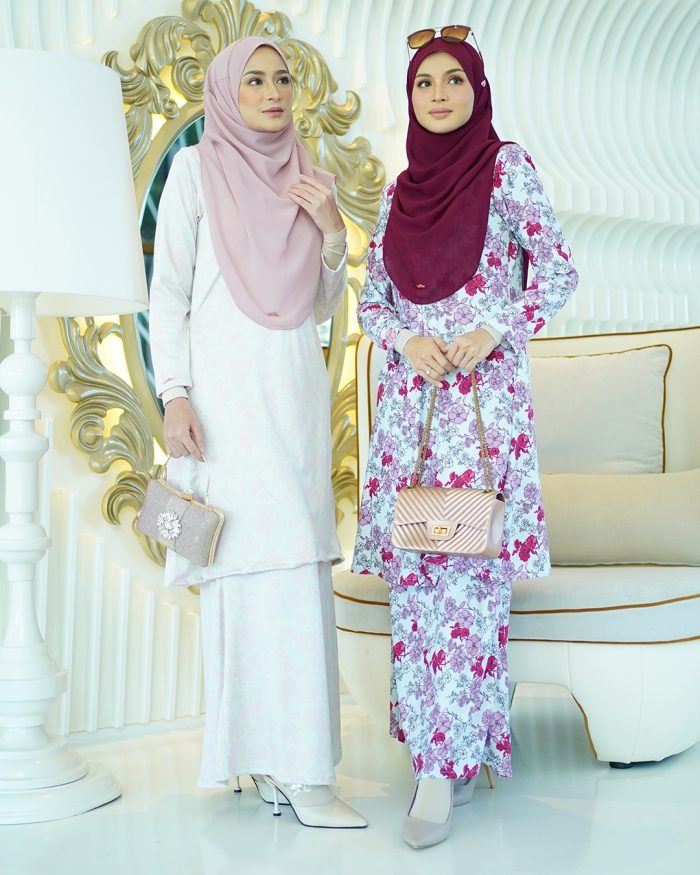 Baju Kurung Laura Printed 5.0 - Pink Palma - Image 5