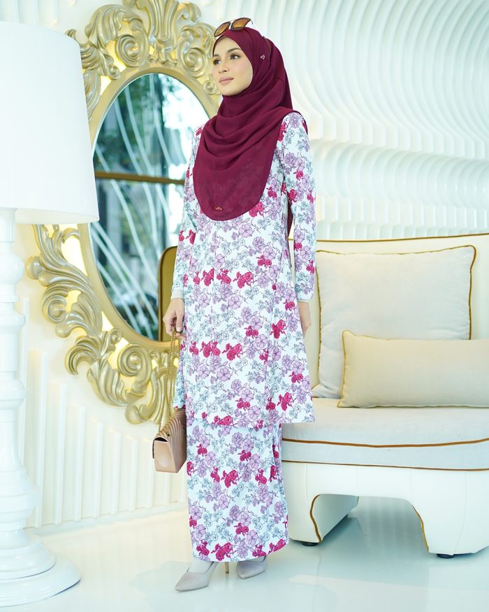 Baju Kurung Laura Printed 5.0 - Valeria Pink - Image 2