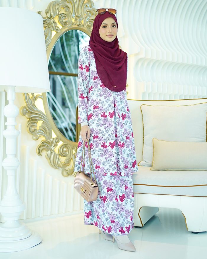 Baju Kurung Laura Printed 5.0 - Valeria Pink