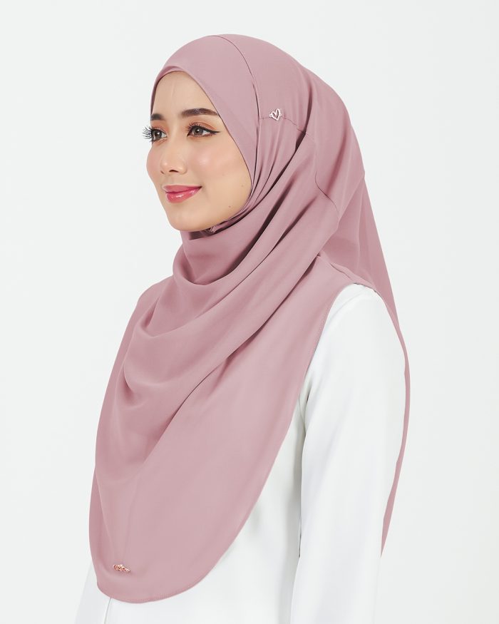 [AS-IS] Tudung Sarung Instant Chiffon Lustia (L) - Dusty Pink