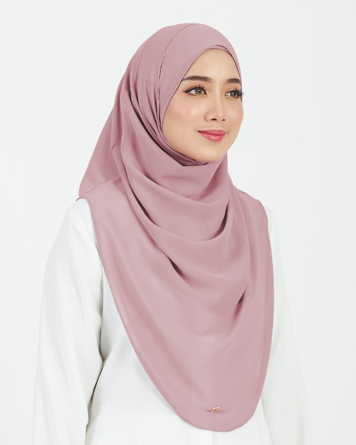 [AS-IS] Tudung Sarung Instant Chiffon Lustia (L) - Dusty Pink - Image 4