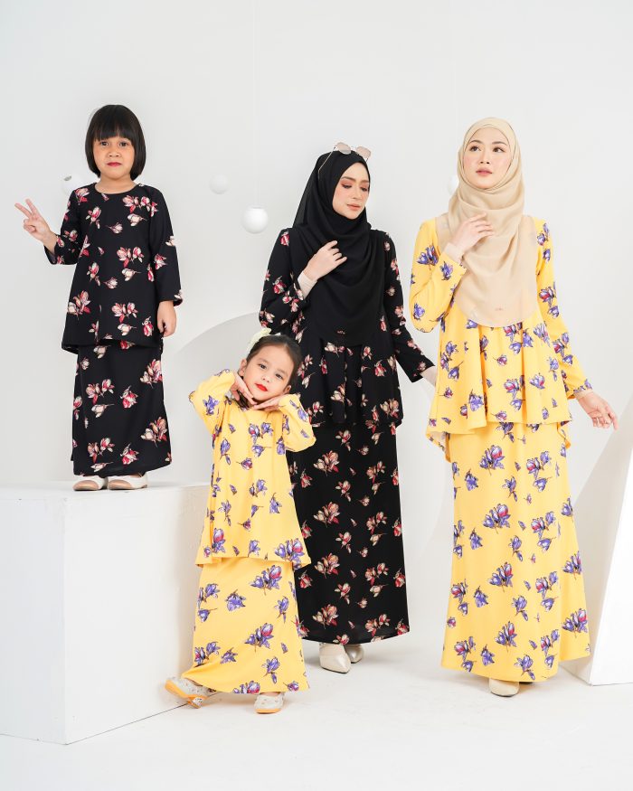Baju Kurung Lola Printed 2.0 - Villea Black - Image 8
