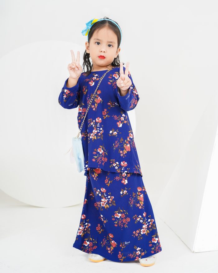 Baju Kurung Lola Printed Kids 2.0 - Dianthus Blue
