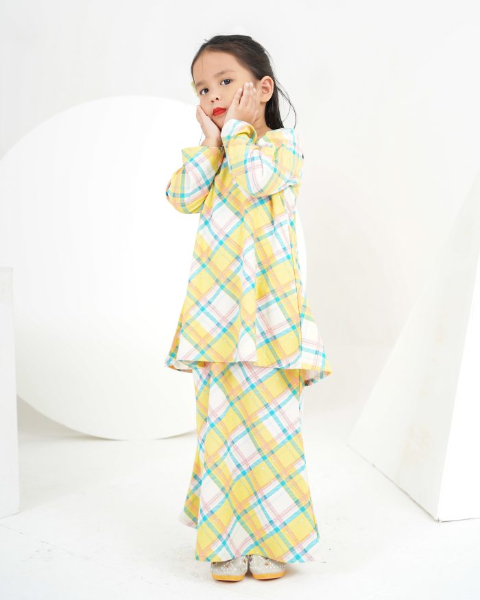 Baju Kurung Lola Printed Kids 2.0 - Gingham Sun - Image 2