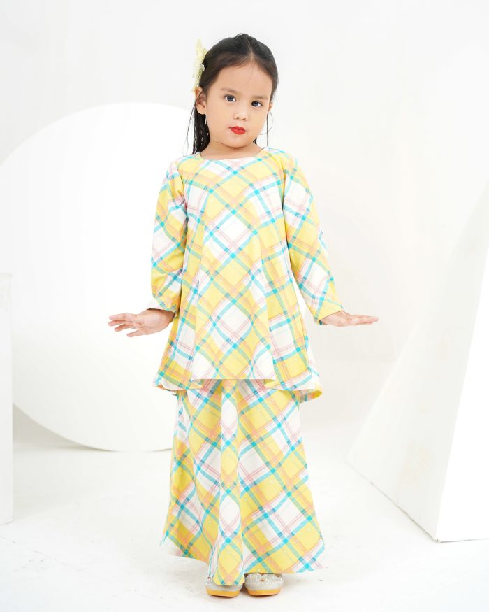 Baju Kurung Lola Printed Kids 2.0 - Gingham Sun