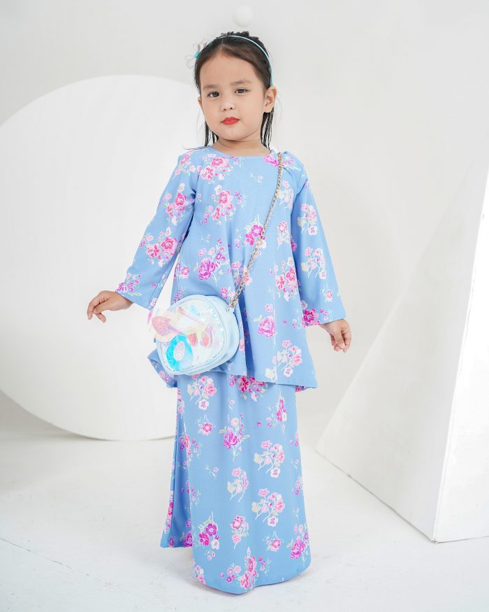 Baju Kurung Lola Printed Kids 2.0 - Vardia Blue