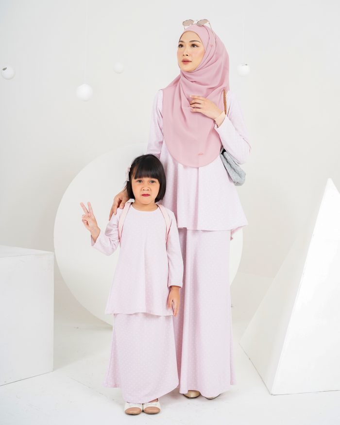 Baju Kurung Lola Printed Kids 2.0 - Polka Rosey - Image 3