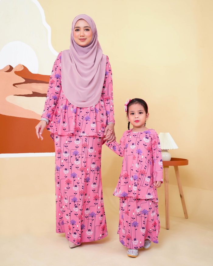 Baju Kurung Lola Printed 2.0 - Amary Pink - Image 6