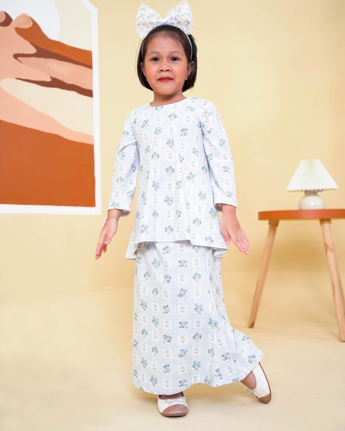 Baju Kurung Lola Printed Kids 2.0 - Aurora Blue