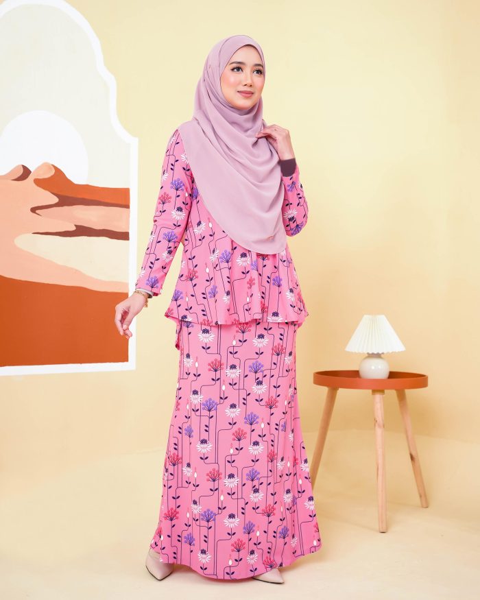 Baju Kurung Lola Printed 2.0 - Amary Pink