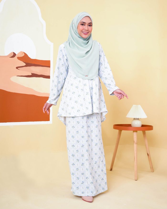 Baju Kurung Lola Printed 2.0 - Aurora Blue