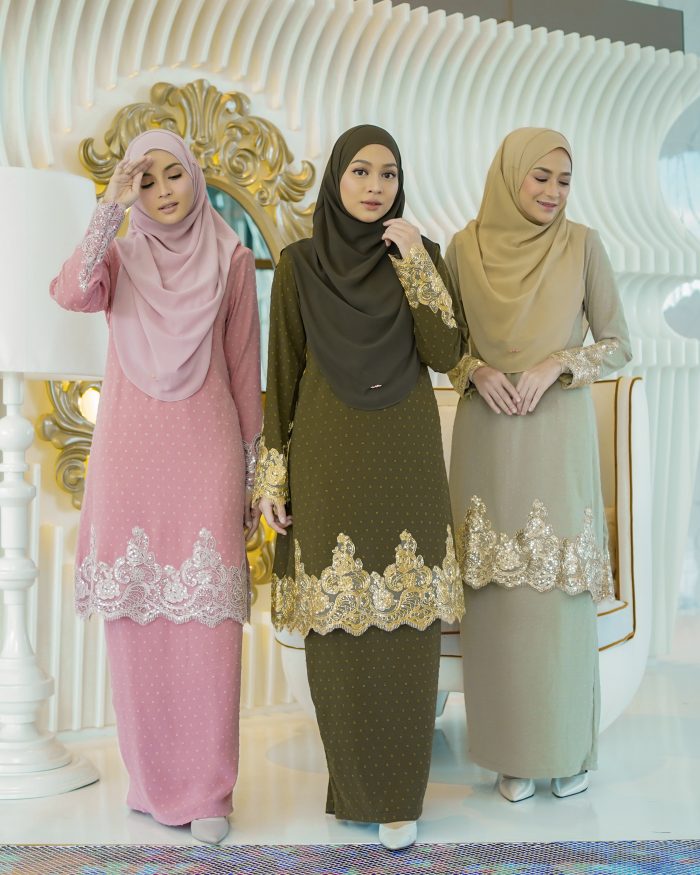 Baju Kurung Moden Lace Ratu - Sage Green - Image 6