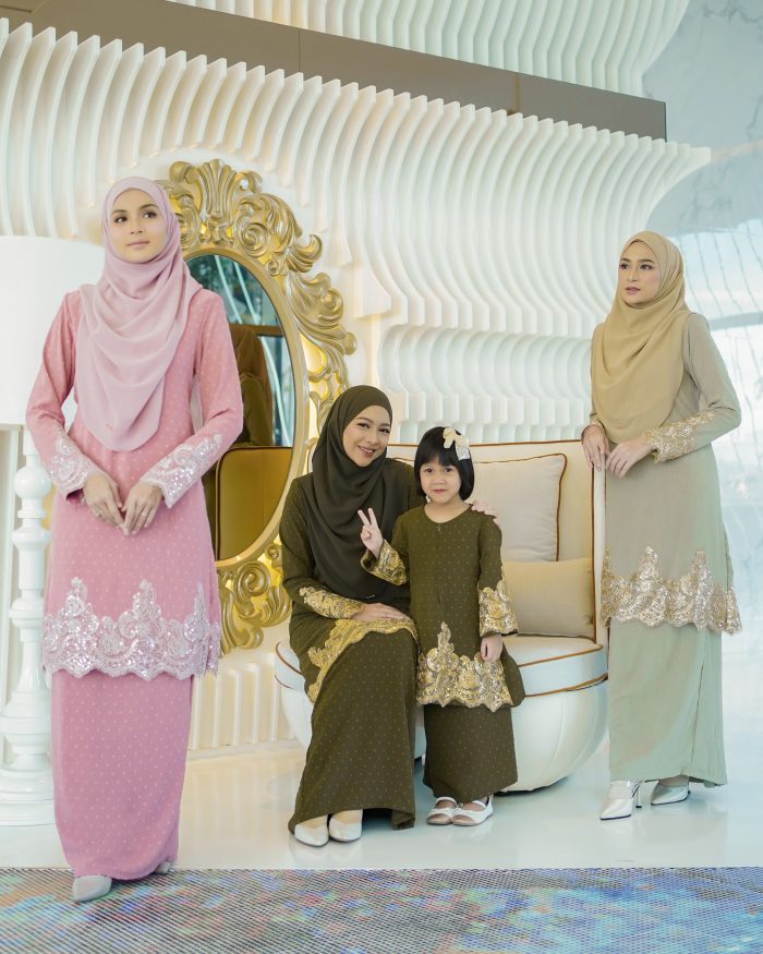Baju Kurung Moden Lace Ratu Kids - Candy Pink - Image 5