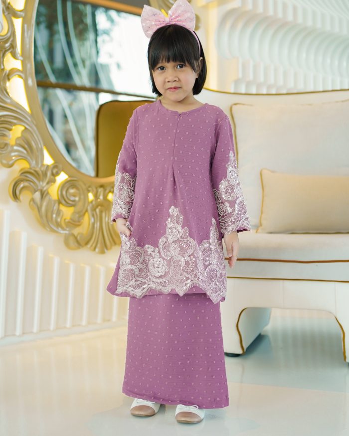 Baju Kurung Moden Lace Ratu Kids - Orchid Purple