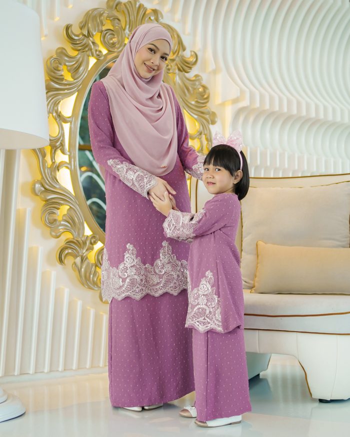 Baju Kurung Moden Lace Ratu - Orchid Purple - Image 7