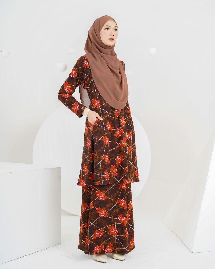 Baju Kurung Laura Printed 5.0 - Brown Orchid