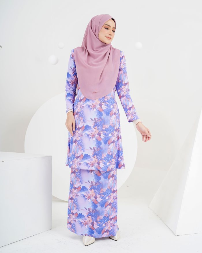 Baju Kurung Laura Printed 5.0 - Purple Bougainvillea - Image 4